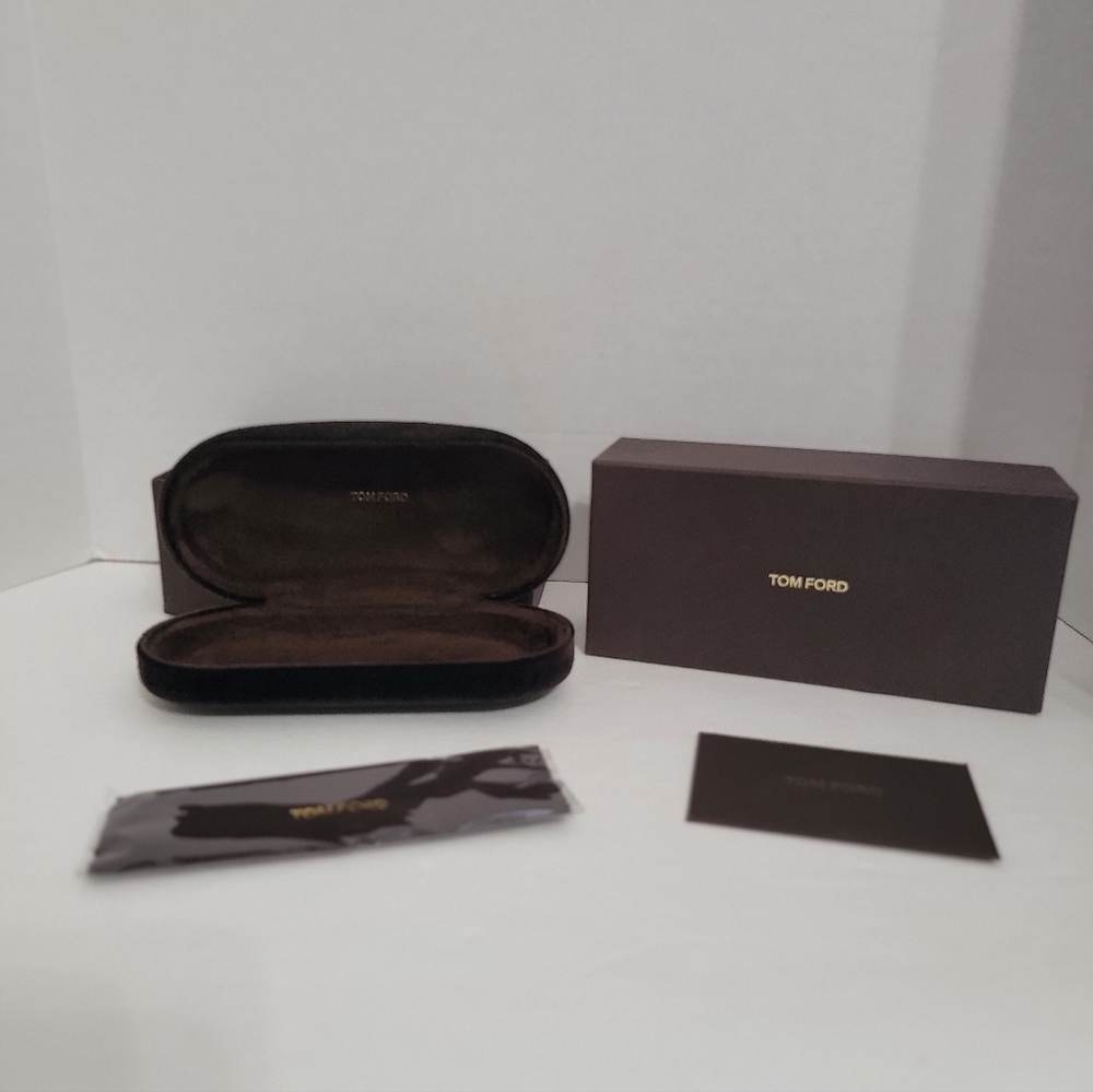 Tom Ford Eyeglasses Sunglasses Case, Box, Cleaning Cloth Brown New Authentic